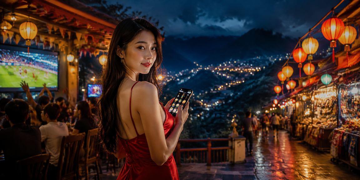 Cảnh sôi động tại khu chợ đêm Sapa, Việt Nam, làm nền cho trải nghiệm cá cược trực tuyến của xa2